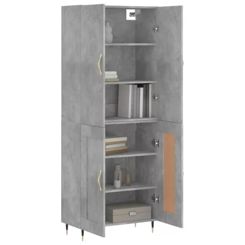  betonszürke szerelt fa magasszekrény 69,5 x 34 x 180 cm