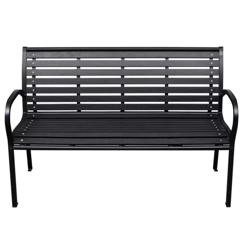  fekete acél és WPC kerti pad 116 cm