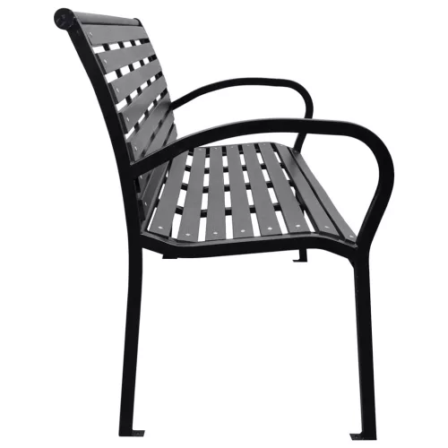  fekete acél és WPC kerti pad 116 cm