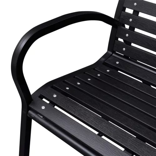  fekete acél és WPC kerti pad 116 cm