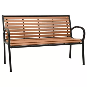  fekete és barna acél és WPC kerti pad 116 cm