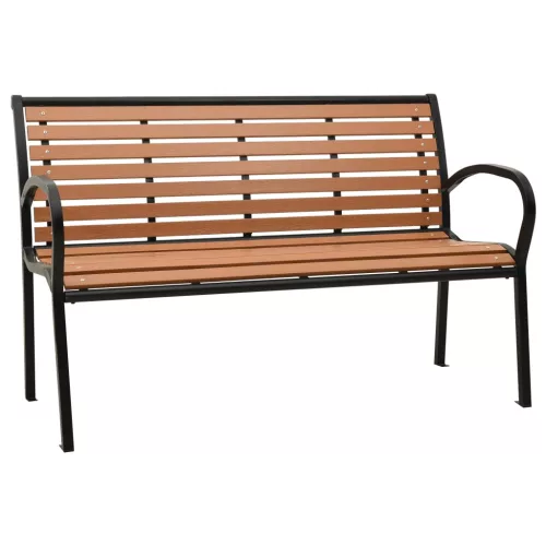  fekete és barna acél és WPC kerti pad 116 cm