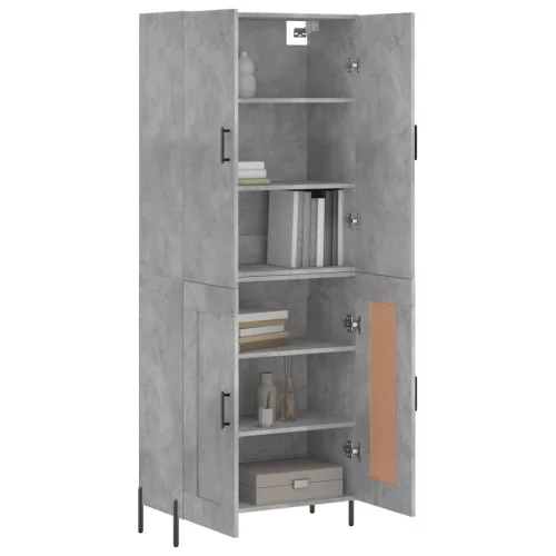  betonszürke szerelt fa magasszekrény 69,5 x 34 x 180 cm
