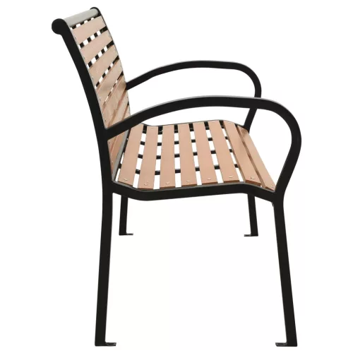  fekete és barna acél és WPC kerti pad 116 cm