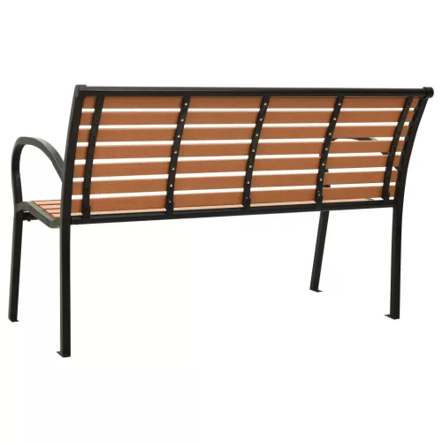  fekete és barna acél és WPC kerti pad 116 cm