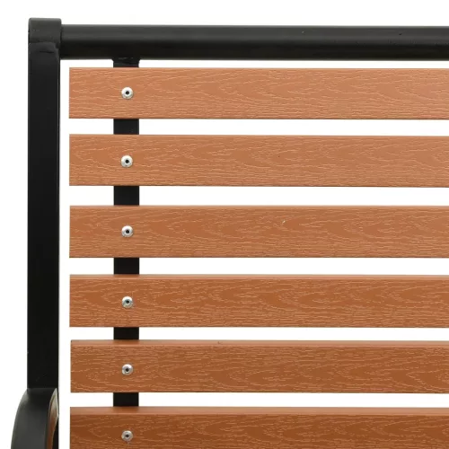  fekete és barna acél és WPC kerti pad 116 cm