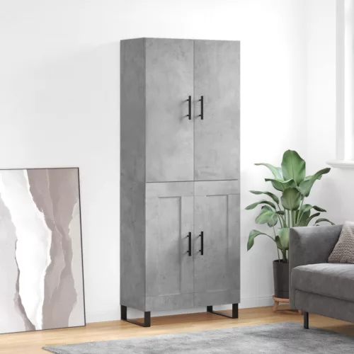  betonszürke szerelt fa magasszekrény 69,5 x 34 x 180 cm