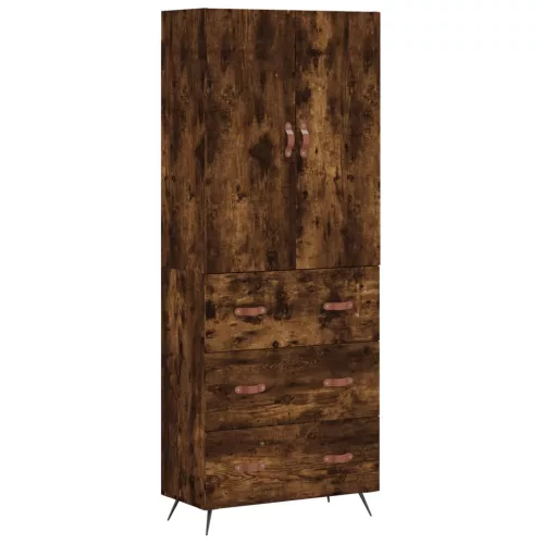  füstös tölgy színű szerelt fa magasszekrény 69,5 x 34 x 180 cm