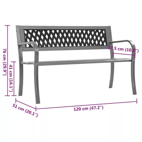  fekete acél kerti pad 120 cm