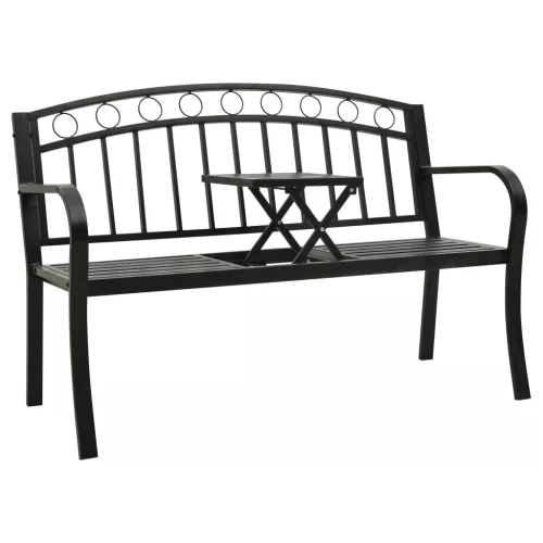  fekete acél kerti pad asztallal 120 cm