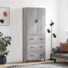  szürke sonoma szerelt fa magasszekrény 69,5 x 34 x 180 cm