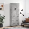  betonszürke szerelt fa magasszekrény 69,5 x 34 x 180 cm