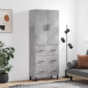  betonszürke szerelt fa magasszekrény 69,5 x 34 x 180 cm