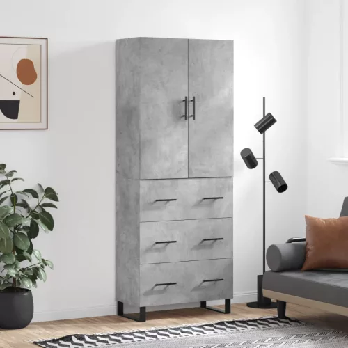  betonszürke szerelt fa magasszekrény 69,5 x 34 x 180 cm