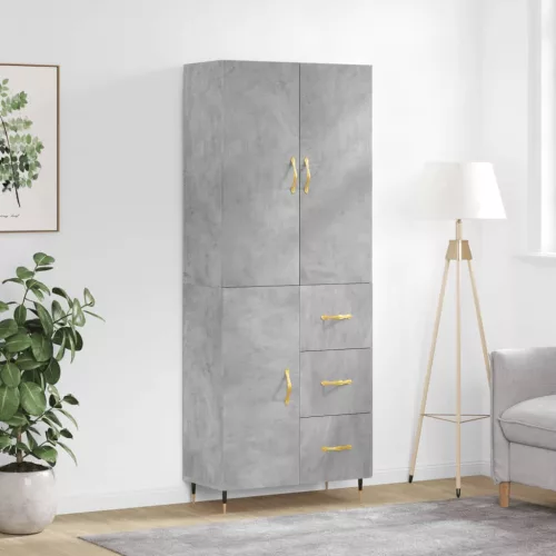  betonszürke szerelt fa magasszekrény 69,5 x 34 x 180 cm