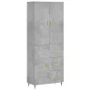  betonszürke szerelt fa magasszekrény 69,5 x 34 x 180 cm