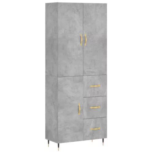  betonszürke szerelt fa magasszekrény 69,5 x 34 x 180 cm