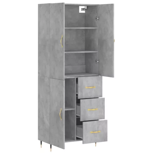  betonszürke szerelt fa magasszekrény 69,5 x 34 x 180 cm