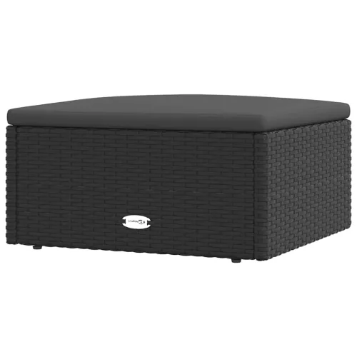  fekete polyrattan kerti lábtartó párnával