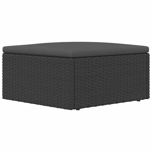  fekete polyrattan kerti lábtartó párnával