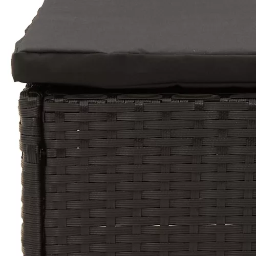  fekete polyrattan kerti lábtartó párnával