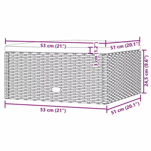  fekete polyrattan kerti lábtartó párnával