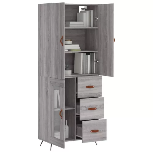  szürke sonoma szerelt fa magasszekrény 69,5 x 34 x 180 cm