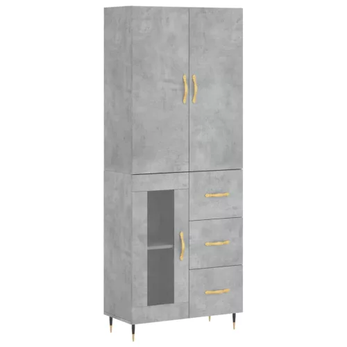  betonszürke szerelt fa magasszekrény 69,5 x 34 x 180 cm