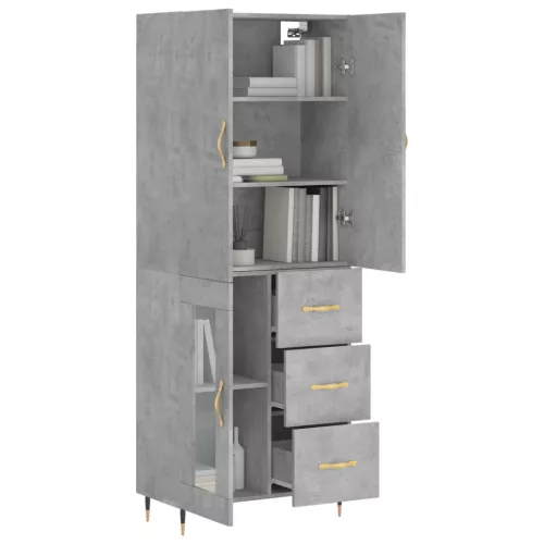  betonszürke szerelt fa magasszekrény 69,5 x 34 x 180 cm