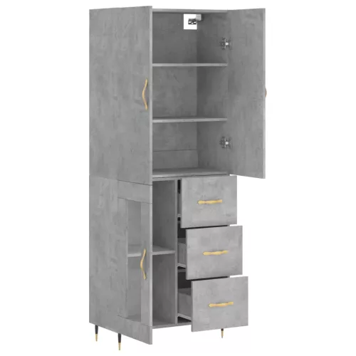  betonszürke szerelt fa magasszekrény 69,5 x 34 x 180 cm