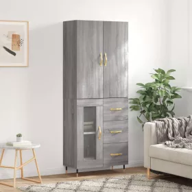 szürke sonoma szerelt fa magasszekrény 69,5 x 34 x 180 cm