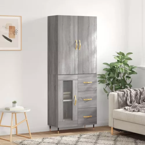  szürke sonoma szerelt fa magasszekrény 69,5 x 34 x 180 cm