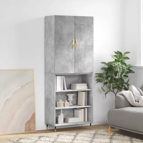  betonszürke szerelt fa magasszekrény 69,5 x 34 x 180 cm