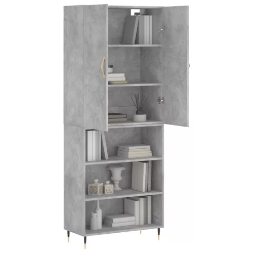  betonszürke szerelt fa magasszekrény 69,5 x 34 x 180 cm
