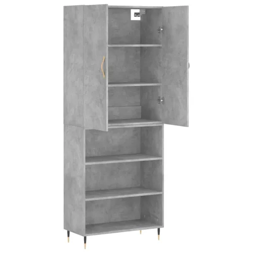  betonszürke szerelt fa magasszekrény 69,5 x 34 x 180 cm