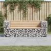  tömör fenyőfa gabion kerti pad 184x71x65,5 cm