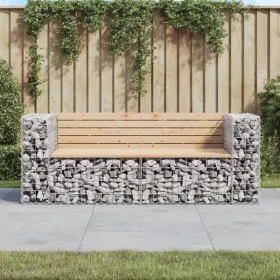  tömör fenyőfa gabion kerti pad 184x71x65,5 cm