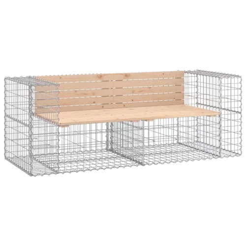  tömör fenyőfa gabion kerti pad 184x71x65,5 cm