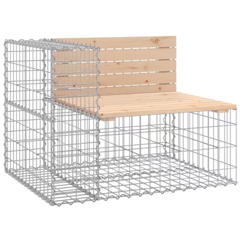  tömör fenyőfa gabion kerti pad 184x71x65,5 cm
