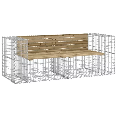  tömör impergnált fenyőfa gabion kerti pad 184x71x65,5 cm