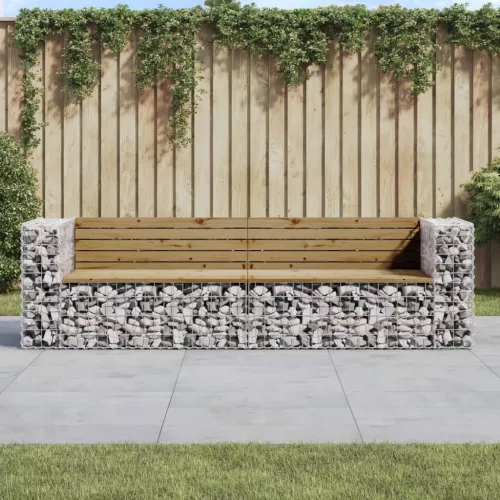  tömör impregnált fenyőfa gabion kerti pad 244x71x65,5 cm