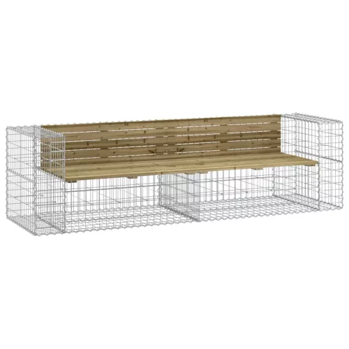  tömör impregnált fenyőfa gabion kerti pad 244x71x65,5 cm