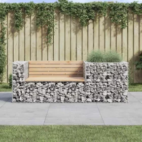  tömör fenyőfa kerti pad gabion kosárral