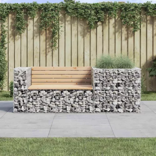  tömör fenyőfa kerti pad gabion kosárral