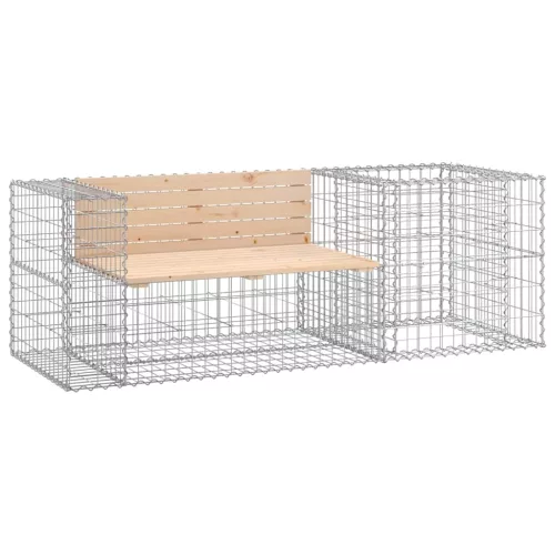  tömör fenyőfa kerti pad gabion kosárral