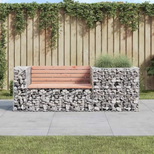  tömör duglászfenyő kerti pad gabion kosárral