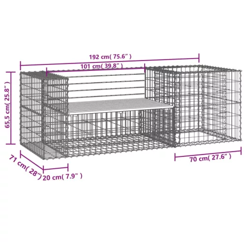 tömör impregnált fenyőfa kerti pad gabion kosárral