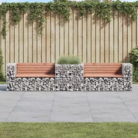  tömör duglászfenyő kerti pad gabion kosárral