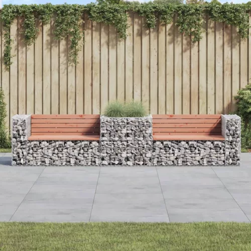  tömör duglászfenyő kerti pad gabion kosárral
