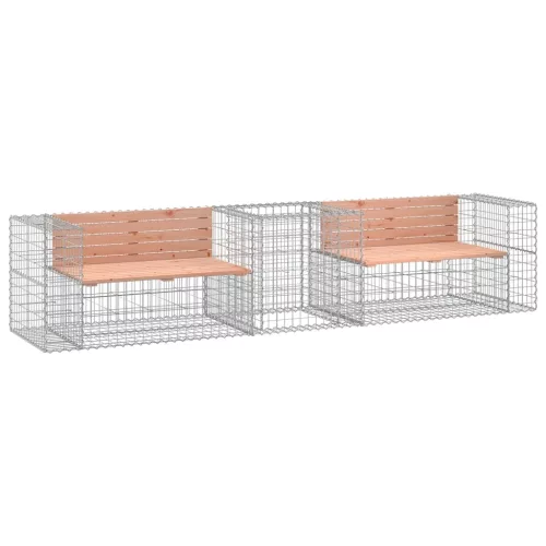  tömör duglászfenyő kerti pad gabion kosárral